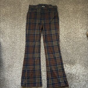 American Eagle Outfitters Plaid Boot Cut Pants - Brown and Blue